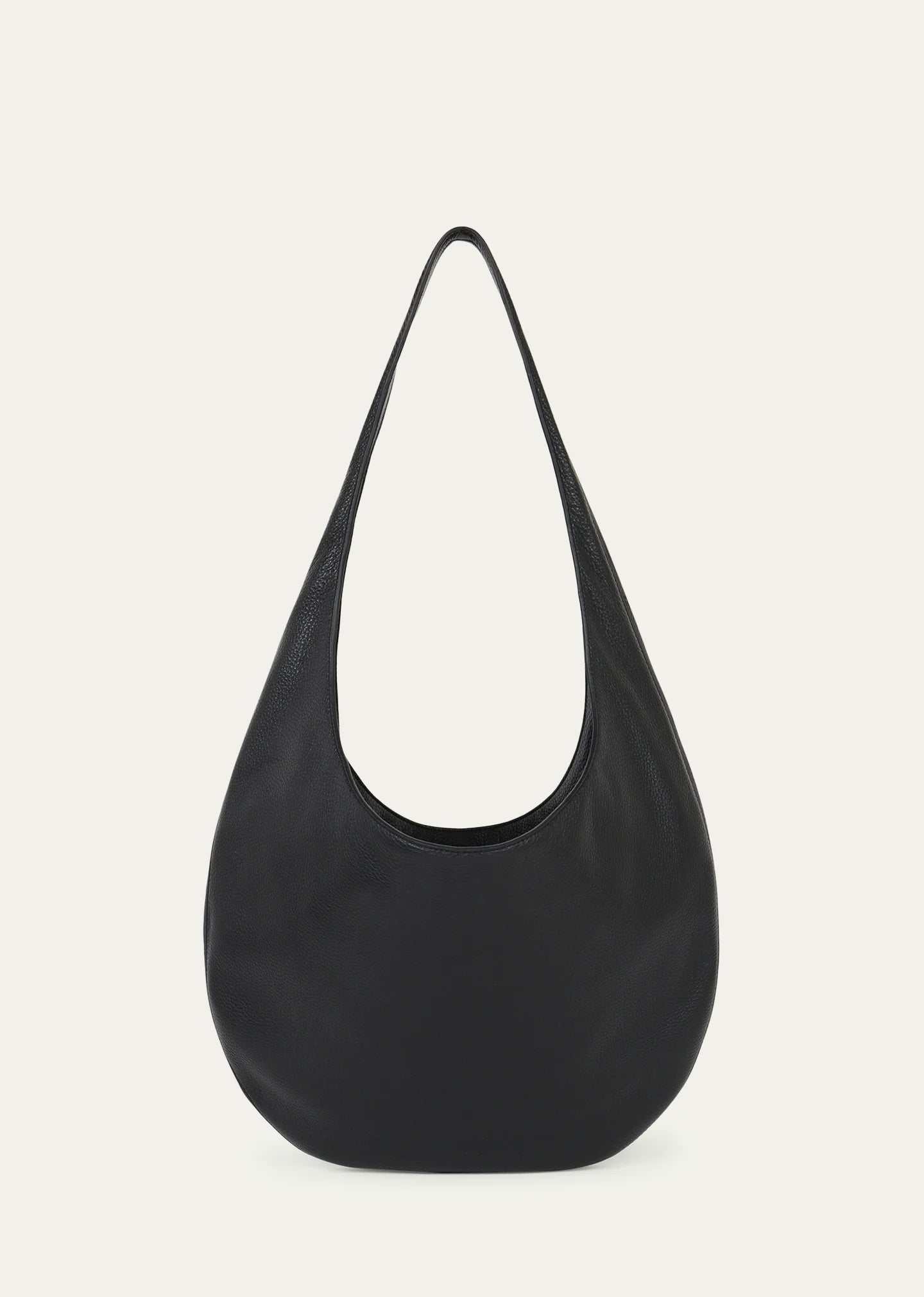 Grained Leather Ultra-Thin Magnetic Open Top Shoulder Hobo Bag