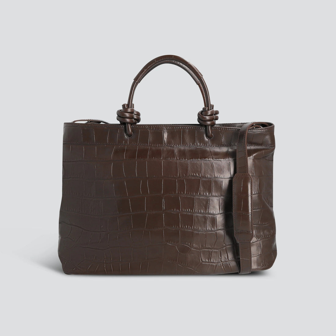 Eel Embossed Calf Leather 14 Inch Horizontal Laptop Work Tote Bag