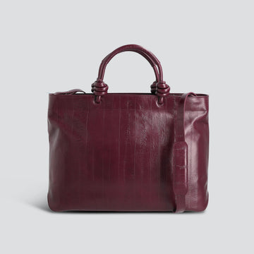 Eel Embossed Calf Leather 14 Inch Horizontal Laptop Work Tote Bag