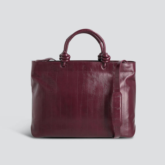 Eel Embossed Calf Leather 14 Inch Horizontal Laptop Work Tote Bag