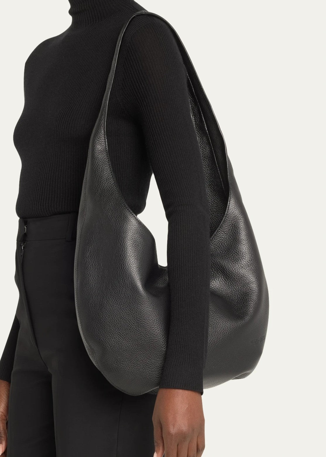 Grained Leather Ultra-Thin Magnetic Open Top Shoulder Hobo Bag