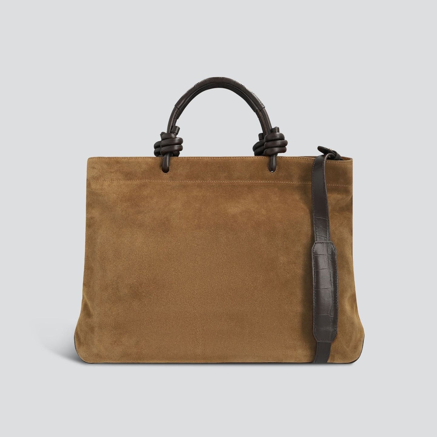 Suede Leather 14-inch Laptop Horizontal Compact Work Tote Bag