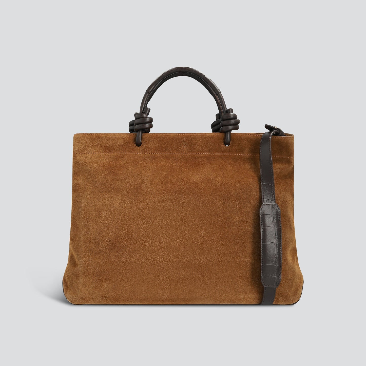 Suede Leather 14-inch Laptop Horizontal Compact Work Tote Bag