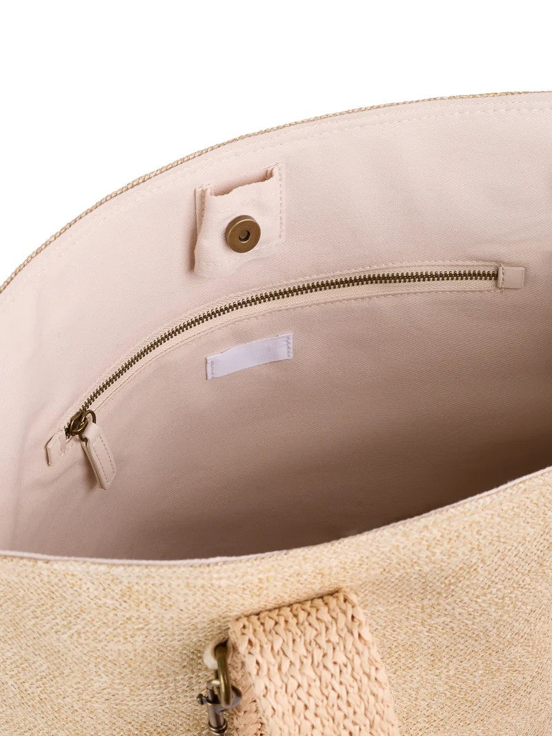 Knit Straw Fully Lined Daily Large Capacity Straw Tote Bag
