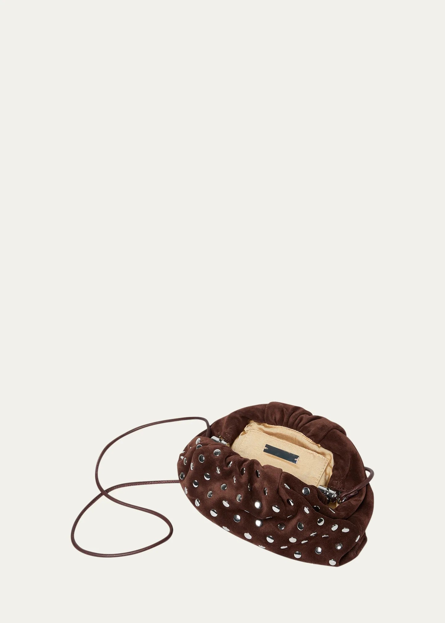 Studded Suede Drawstring Dual Wear Clutch Shoulder Bag