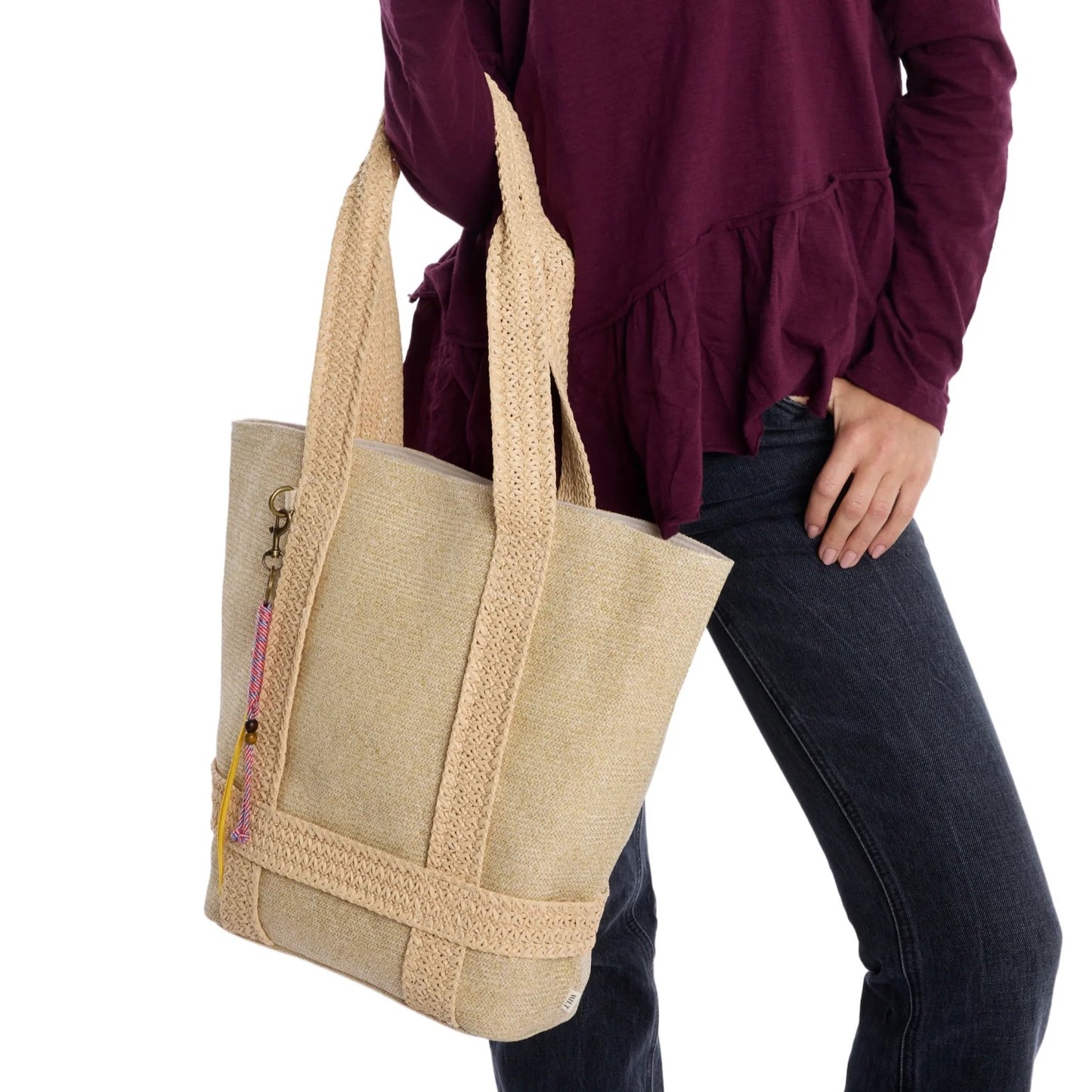 Knit Straw Fully Lined Daily Large Capacity Straw Tote Bag