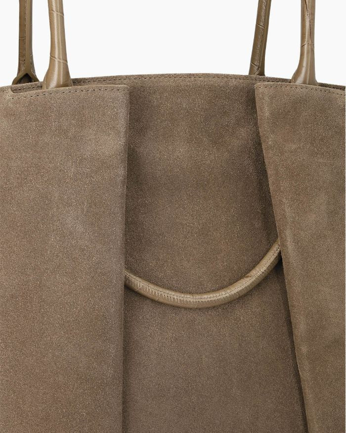 Suede & Croc Leather Trim 16-inch Large Capacity Office Tote Bag