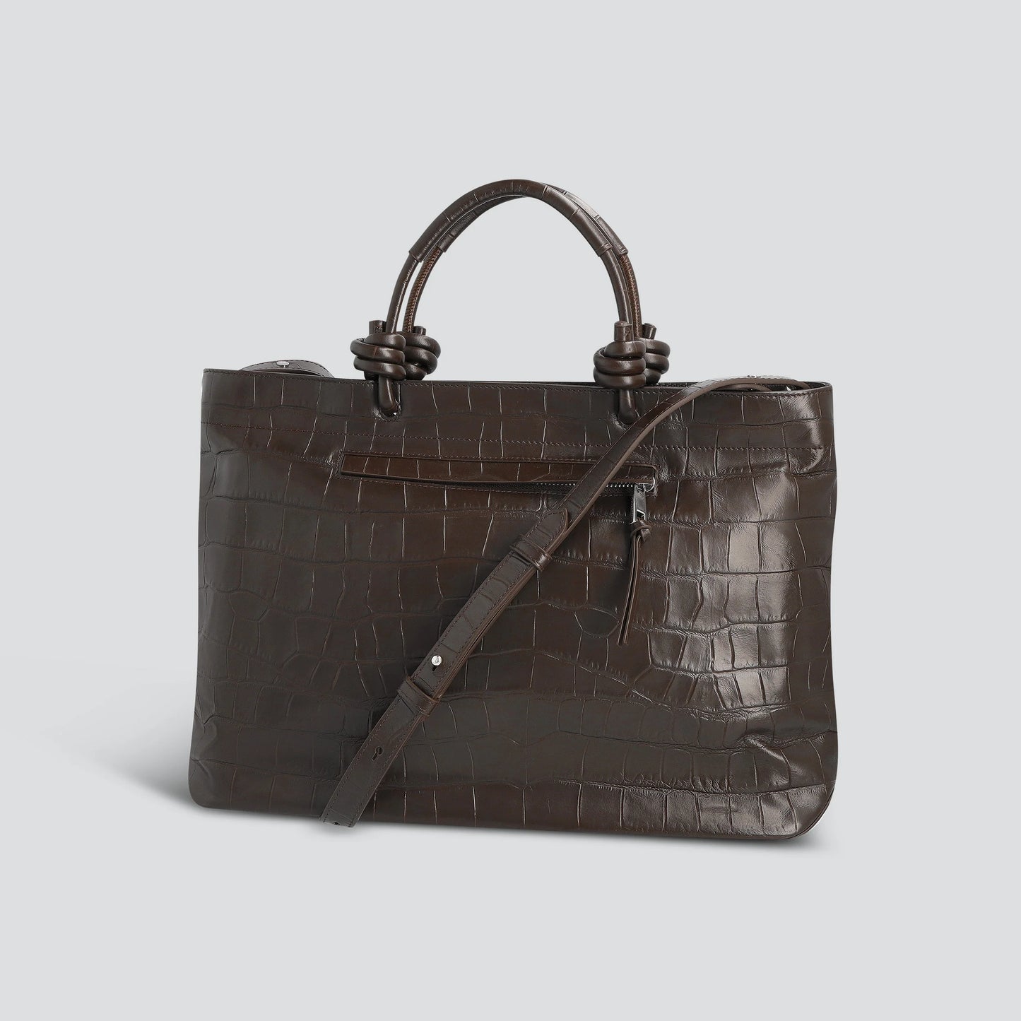 Eel Embossed Calf Leather 14 Inch Horizontal Laptop Work Tote Bag