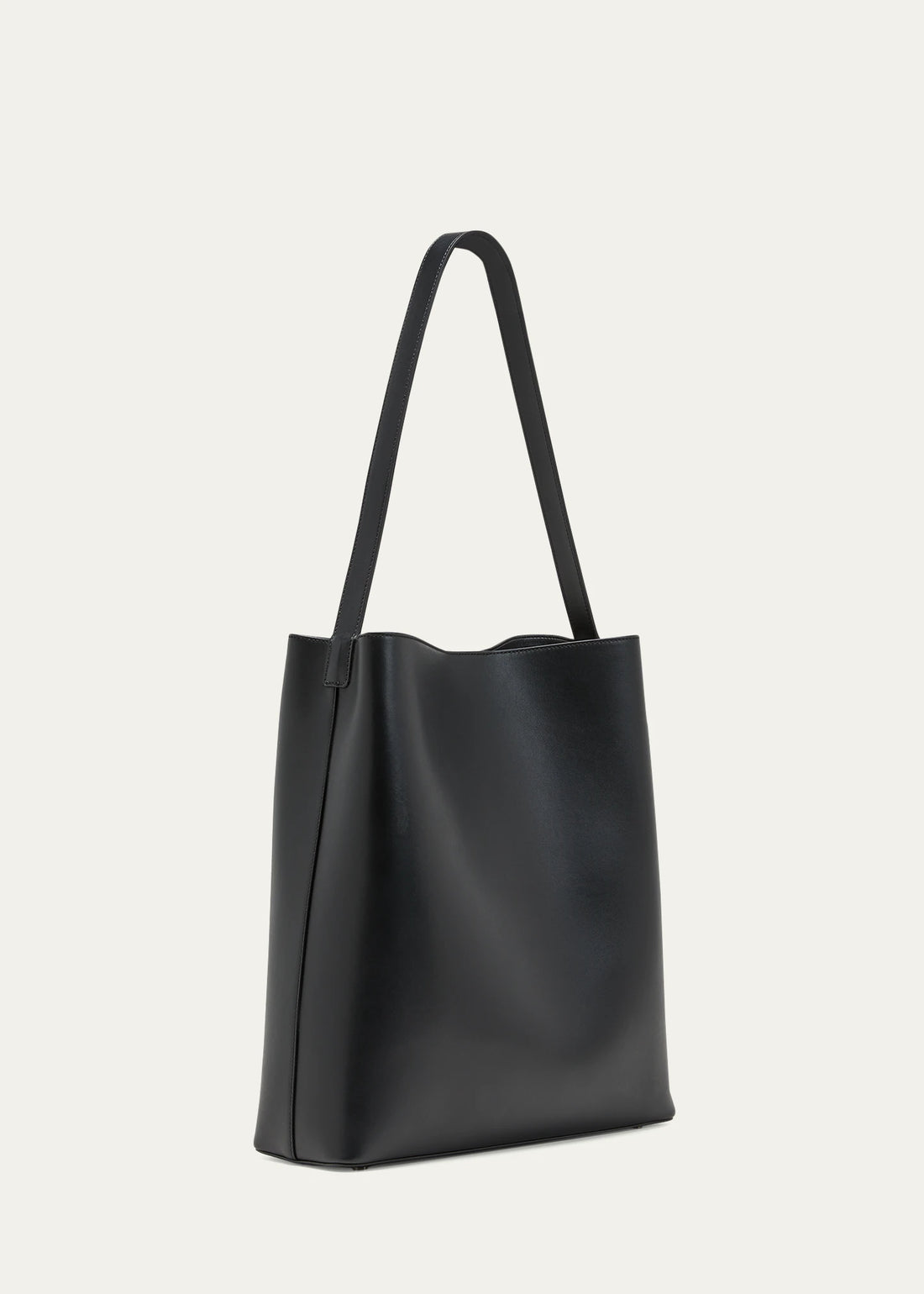 Minimal Smooth Leather Magnetic Open Top Large Shoulder Hobo Bag