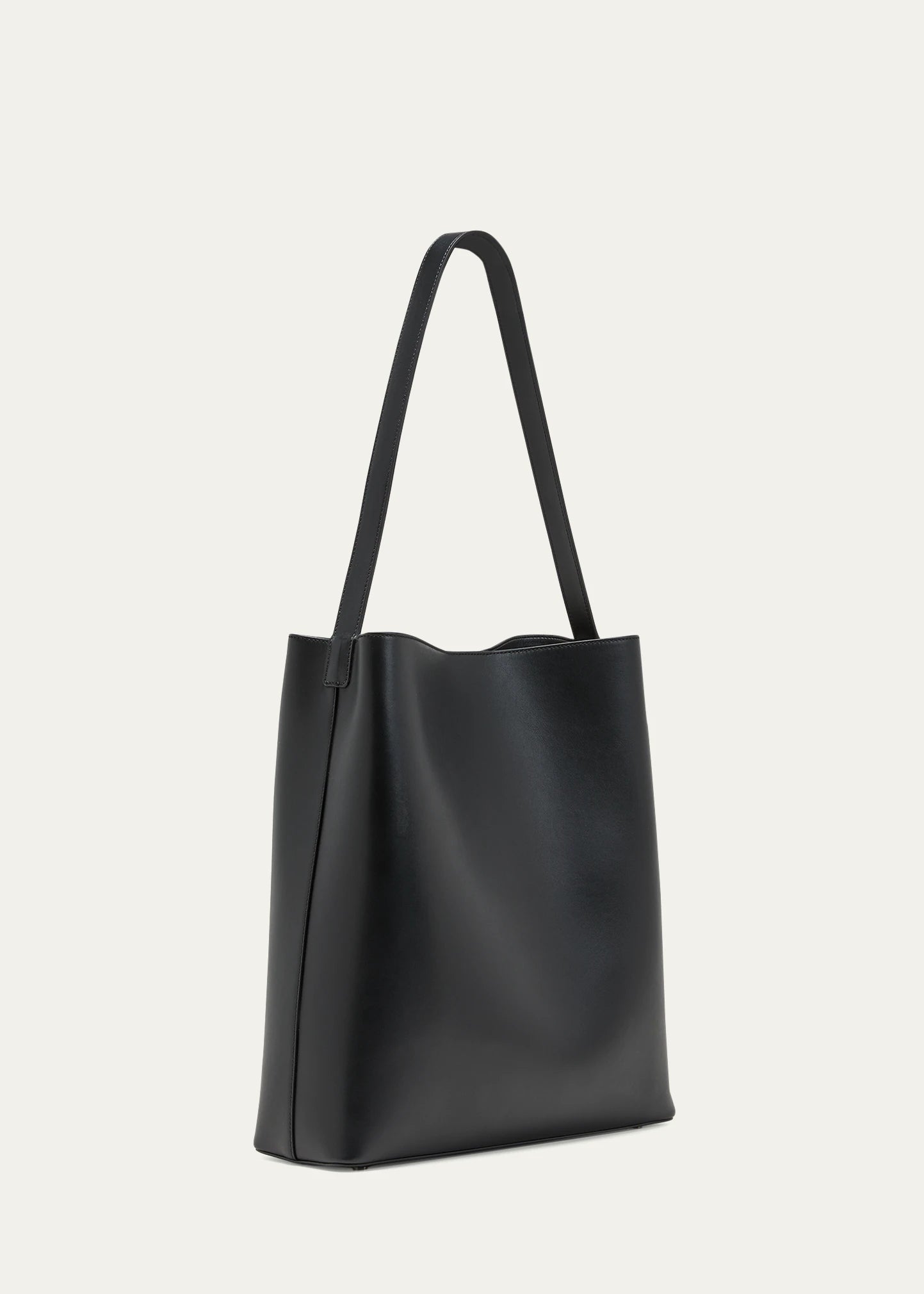 Minimal Smooth Leather Magnetic Open Top Large Shoulder Hobo Bag