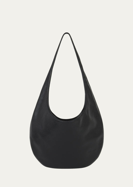 Grained Leather Ultra-Thin Magnetic Open Top Shoulder Hobo Bag