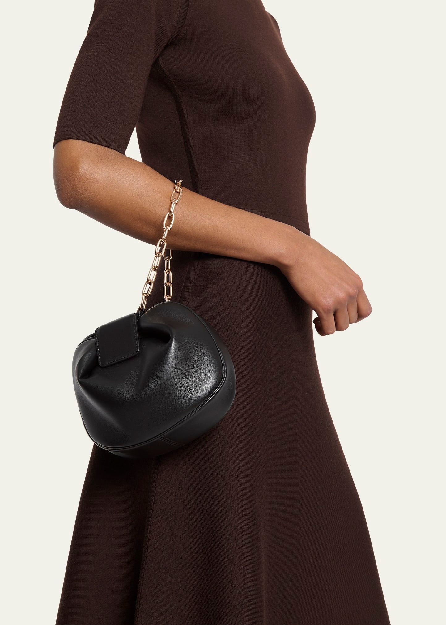 Soft Lambskin Magnetic Fold Flap Dual Wear Chain Handle Clutch Bag