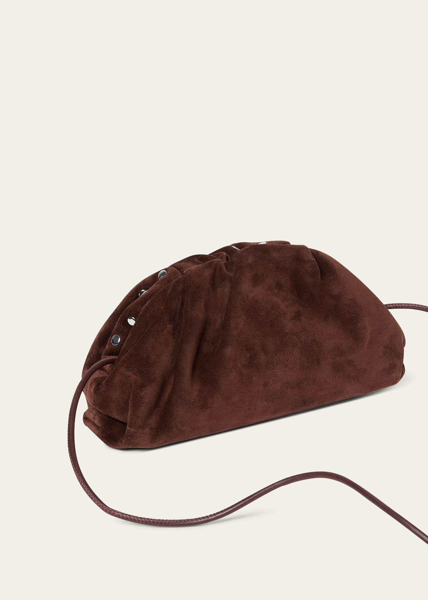Studded Suede Drawstring Dual Wear Clutch Shoulder Bag