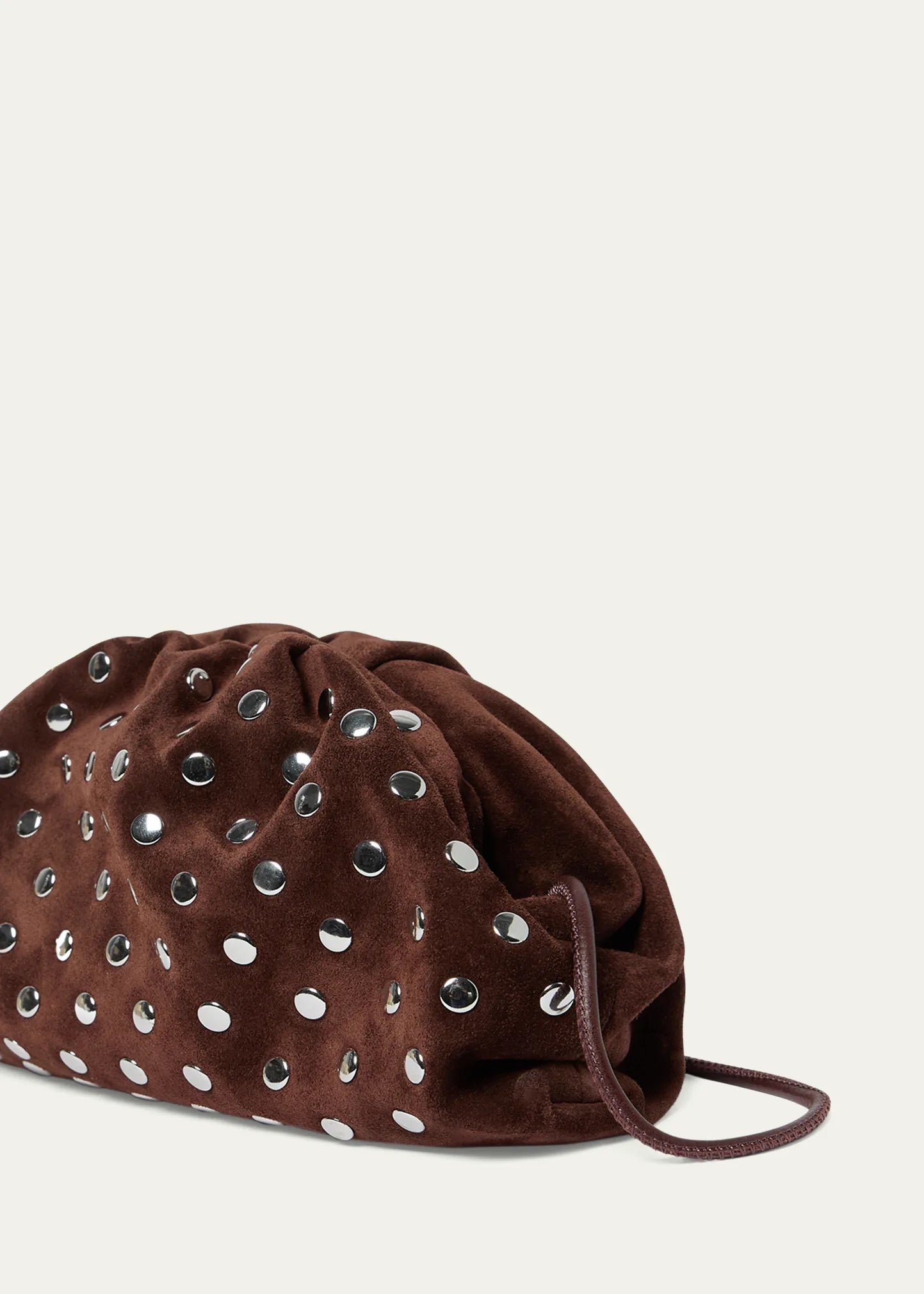 Studded Suede Drawstring Dual Wear Clutch Shoulder Bag