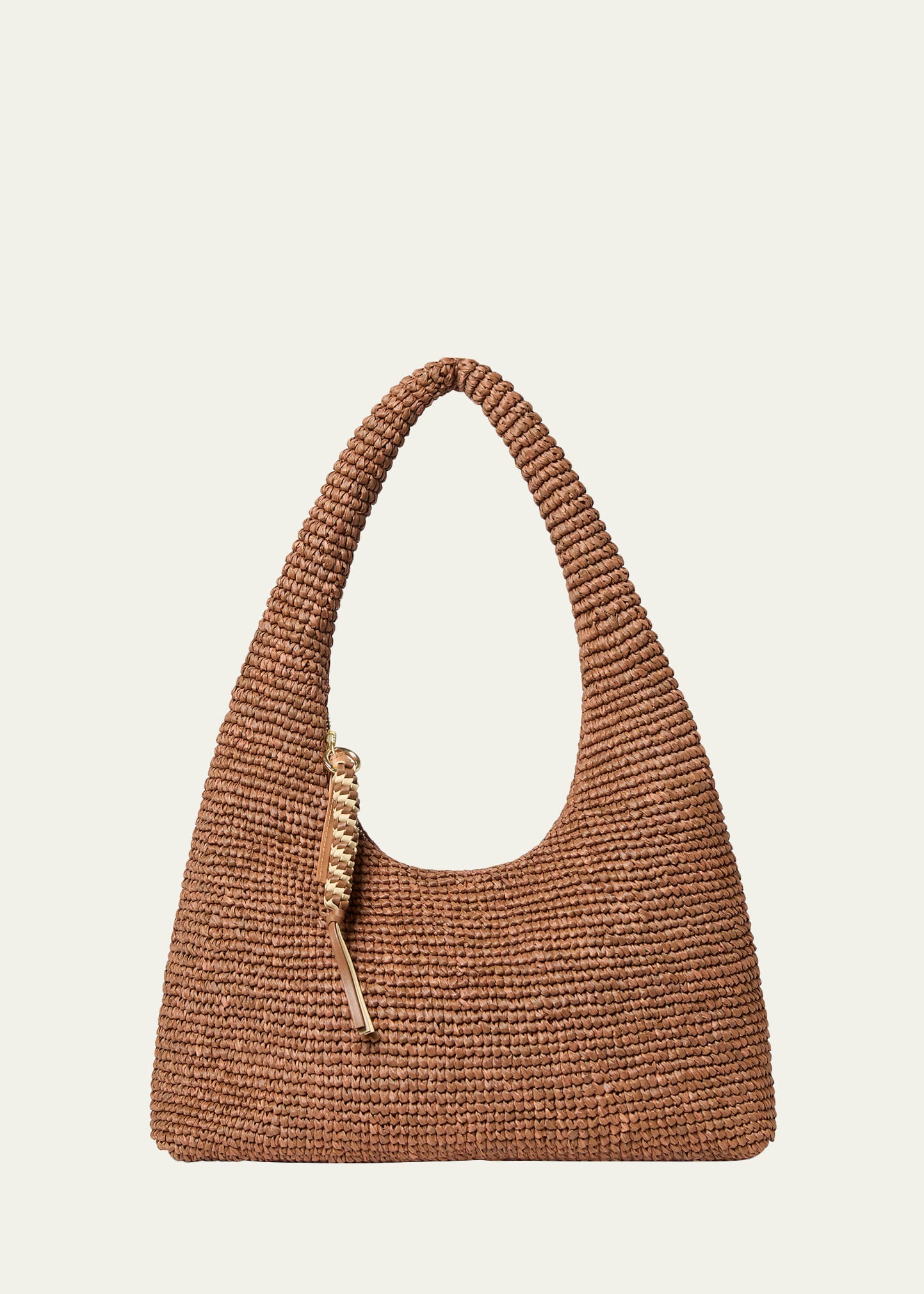 Handwoven Raffia Zip Top Summer Shoulder Hobo Bag