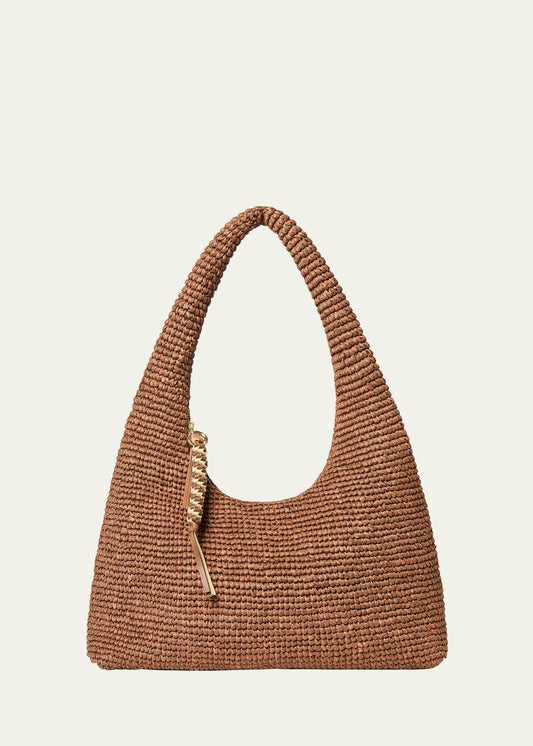 Handwoven Raffia Zip Top Summer Shoulder Hobo Bag