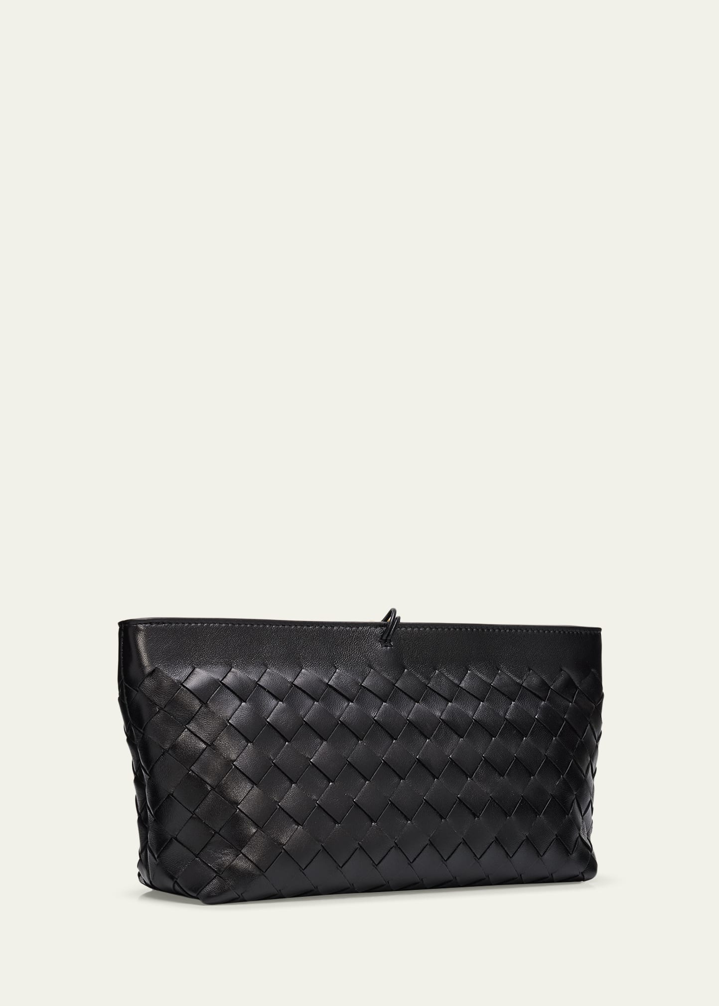 Intrecciato Woven Leather Knot Detail Zipper Evening Clutch Bag